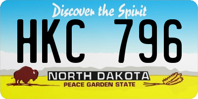 ND license plate HKC796