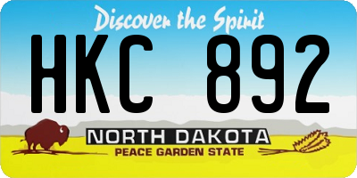 ND license plate HKC892