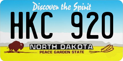 ND license plate HKC920