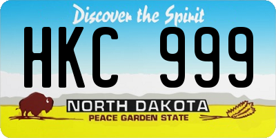 ND license plate HKC999