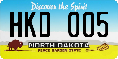 ND license plate HKD005