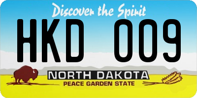 ND license plate HKD009