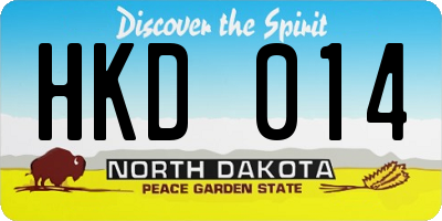 ND license plate HKD014