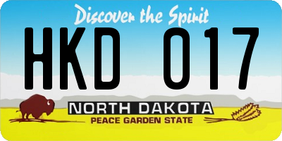 ND license plate HKD017
