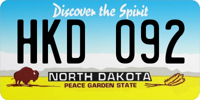 ND license plate HKD092