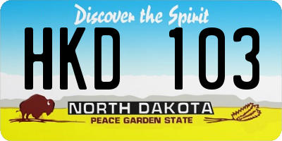 ND license plate HKD103