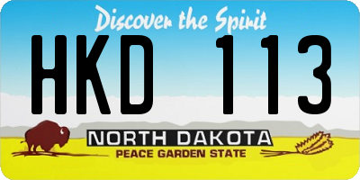 ND license plate HKD113
