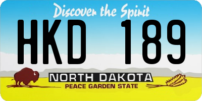 ND license plate HKD189