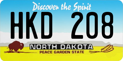 ND license plate HKD208