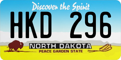 ND license plate HKD296
