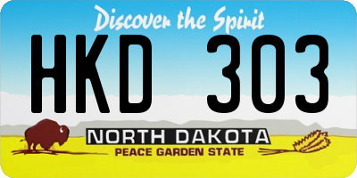 ND license plate HKD303