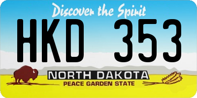 ND license plate HKD353
