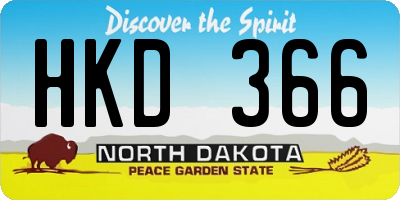 ND license plate HKD366