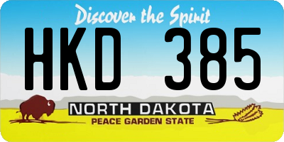 ND license plate HKD385