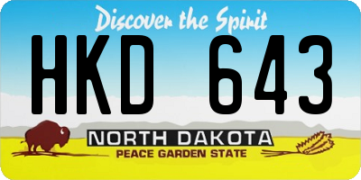 ND license plate HKD643
