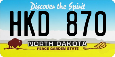 ND license plate HKD870