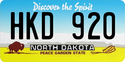 ND license plate HKD920