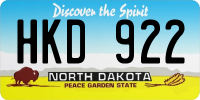 ND license plate HKD922