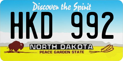 ND license plate HKD992
