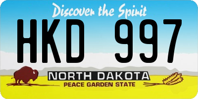 ND license plate HKD997