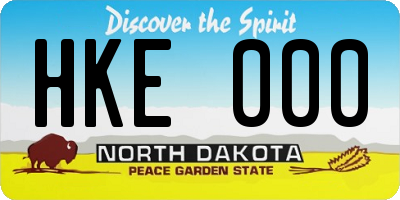 ND license plate HKE000