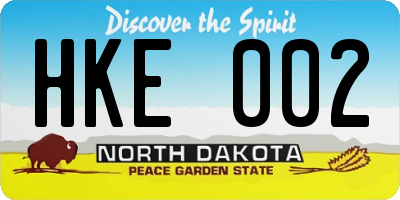 ND license plate HKE002