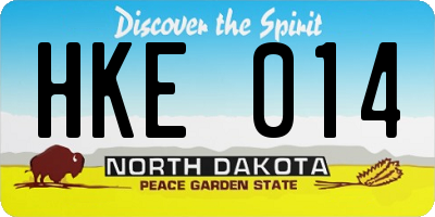 ND license plate HKE014