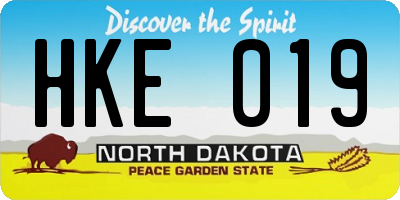 ND license plate HKE019