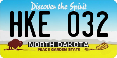 ND license plate HKE032