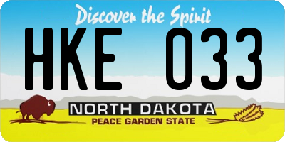 ND license plate HKE033