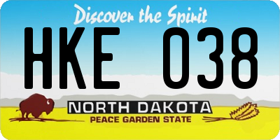 ND license plate HKE038