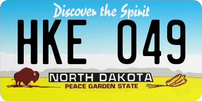 ND license plate HKE049