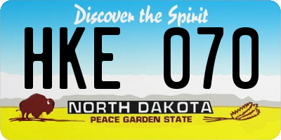ND license plate HKE070