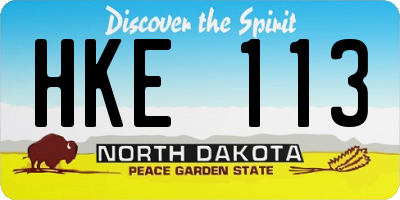 ND license plate HKE113