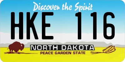 ND license plate HKE116