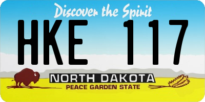ND license plate HKE117