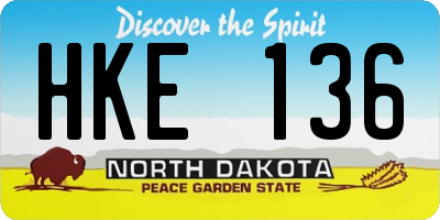 ND license plate HKE136