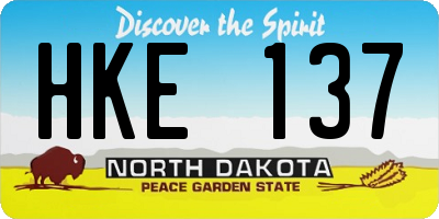ND license plate HKE137