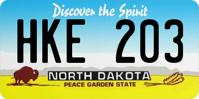 ND license plate HKE203