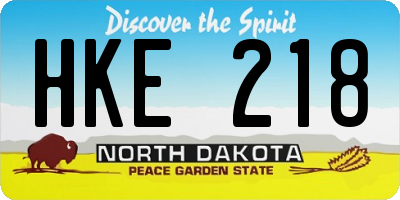 ND license plate HKE218