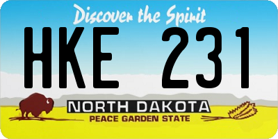 ND license plate HKE231