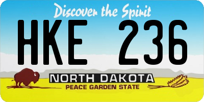 ND license plate HKE236