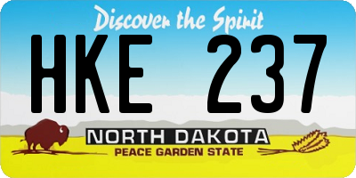 ND license plate HKE237