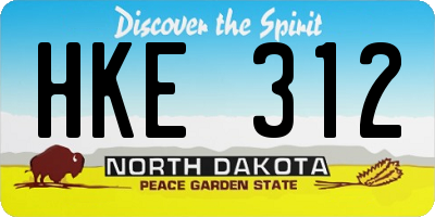 ND license plate HKE312