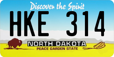 ND license plate HKE314
