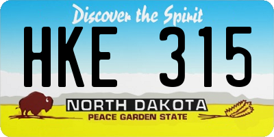 ND license plate HKE315