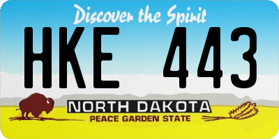 ND license plate HKE443