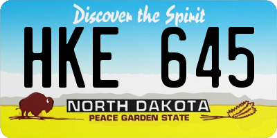 ND license plate HKE645