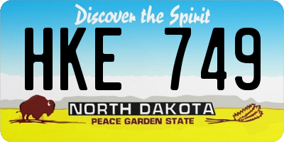 ND license plate HKE749