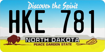 ND license plate HKE781